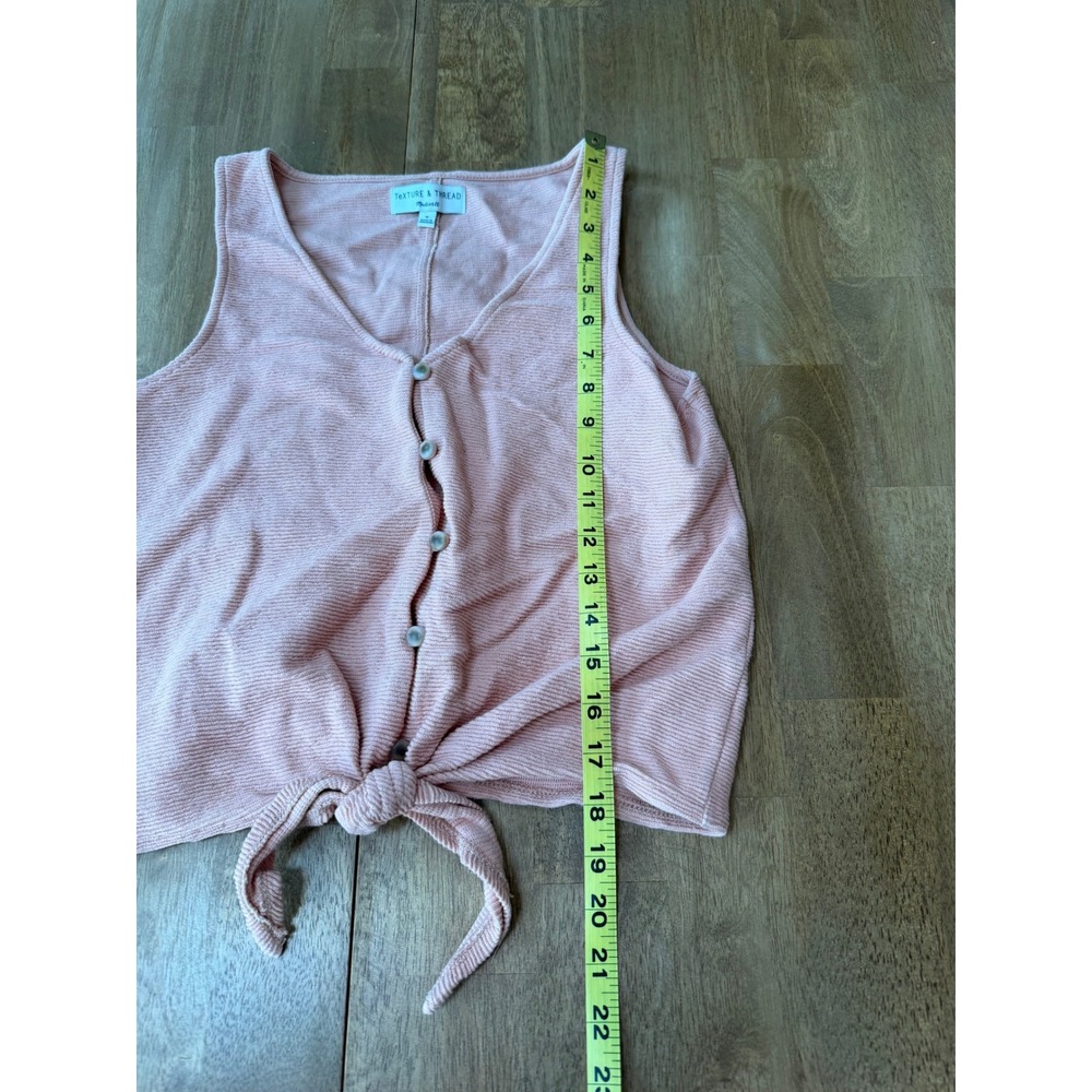 Madewell Texture & Thread Pink Ribbed Tie Front Button Tank Top Medium
